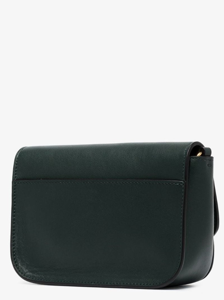Green Chain Anchor Midi Leather Cross Body Bag