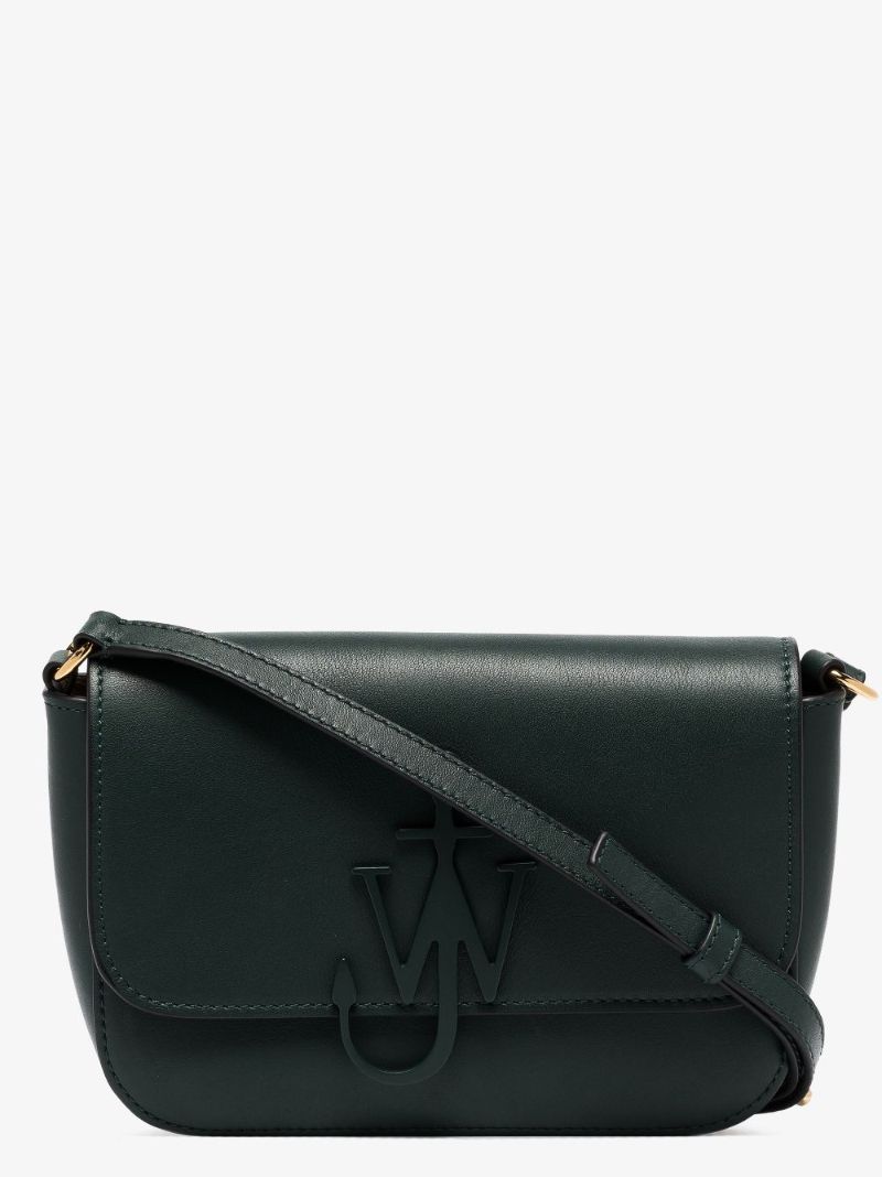 Green Chain Anchor Midi Leather Cross Body Bag