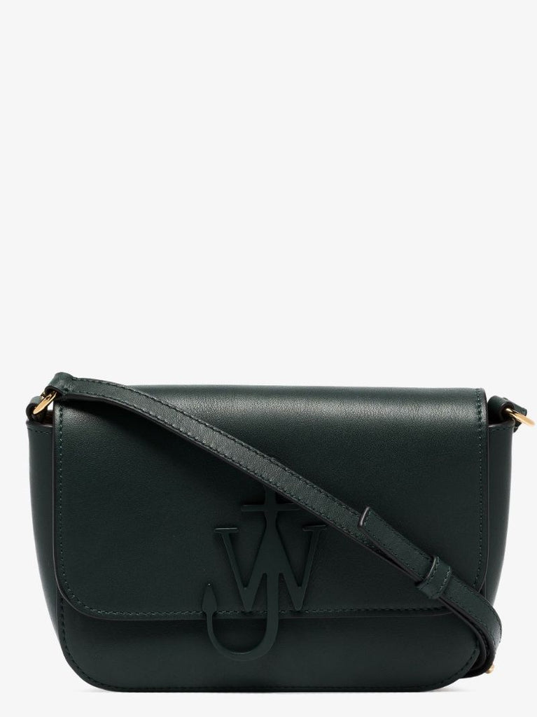 Green Chain Anchor Midi Leather Cross Body Bag