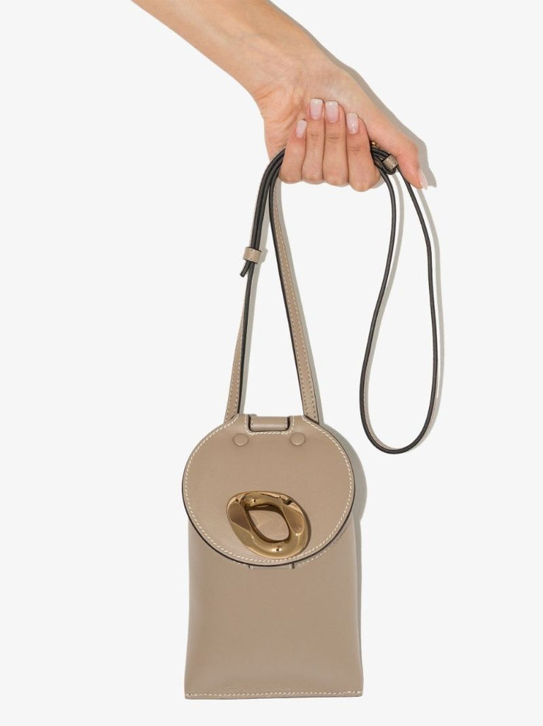 Neutral Lid Pocket Leather Cross Body Bag