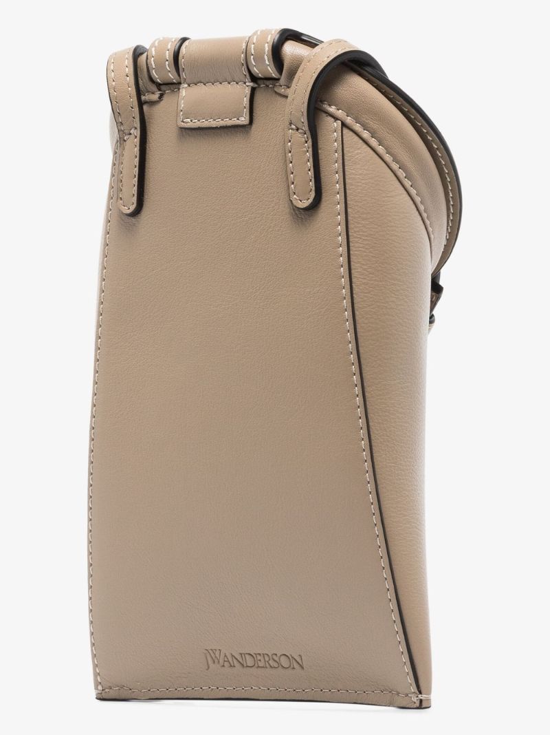 Neutral Lid Pocket Leather Cross Body Bag
