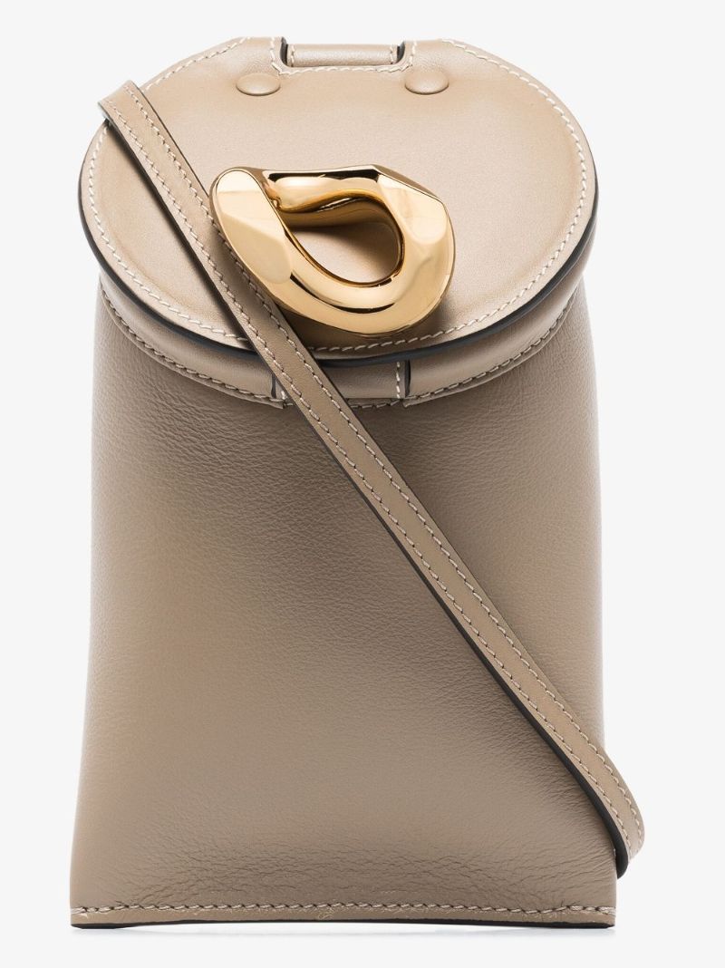 Neutral Lid Pocket Leather Cross Body Bag