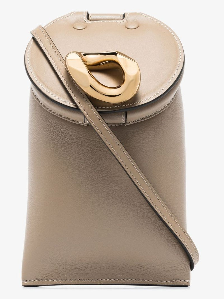 Neutral Lid Pocket Leather Cross Body Bag