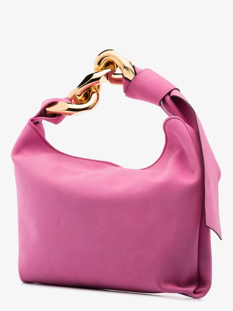 Pink Chain Hobo Small Leather Tote Bag
