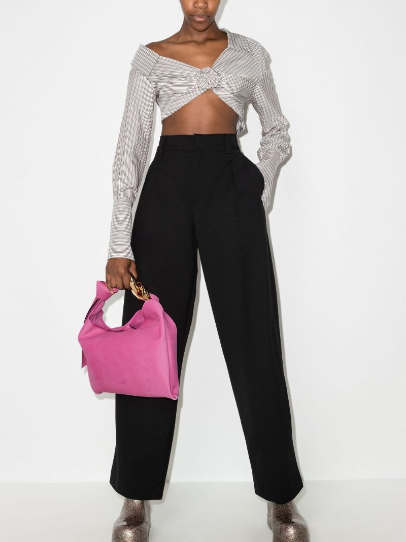 Pink Chain Hobo Small Leather Tote Bag
