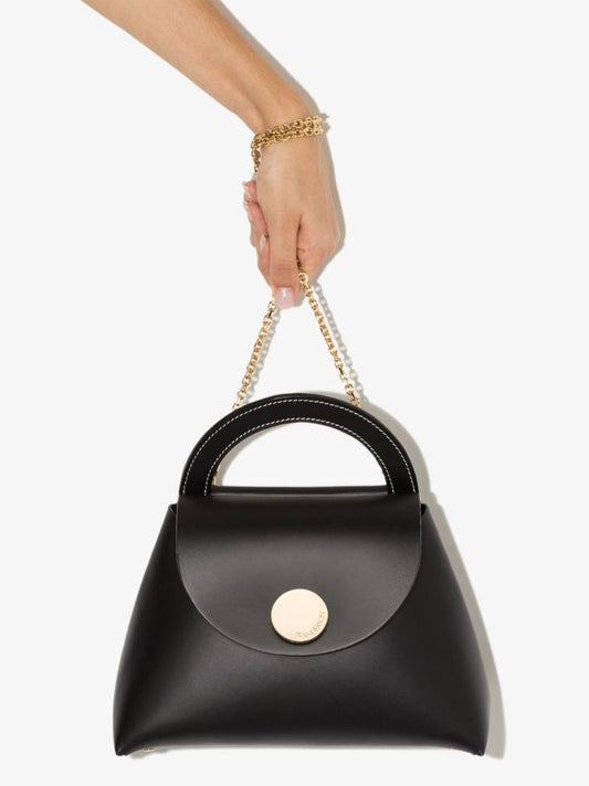 Black Arc Leather Shoulder Bag