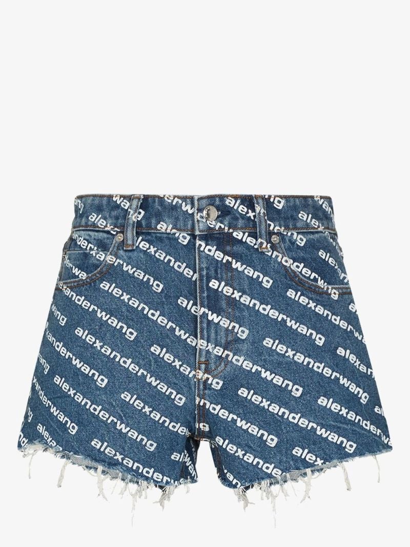 Blue Bite Logo Print Denim Shorts