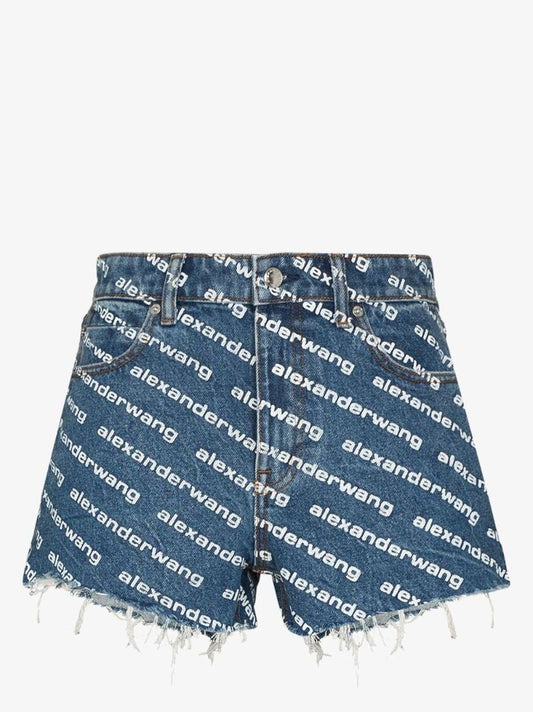 Blue Bite Logo Print Denim Shorts