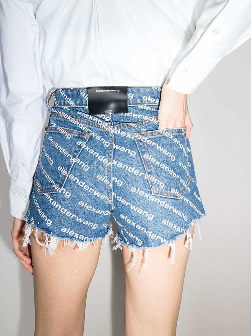 Blue Bite Logo Print Denim Shorts