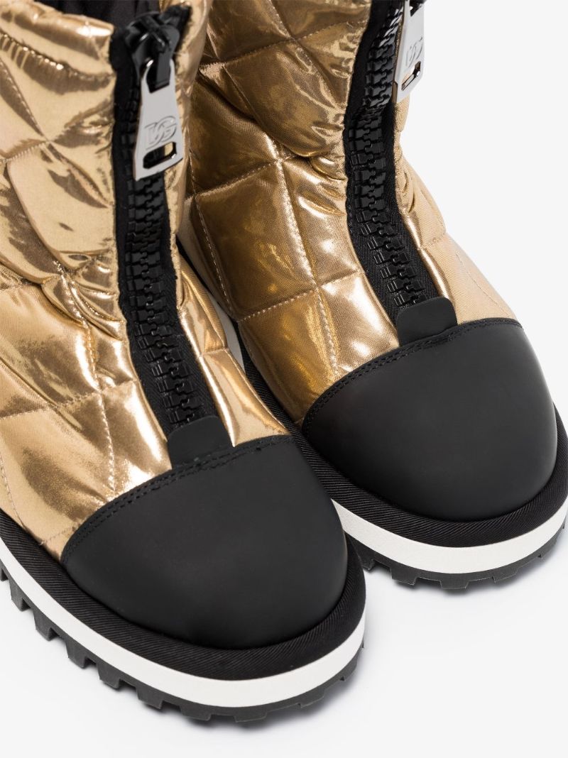 Gold Zip Front Snow Boots
