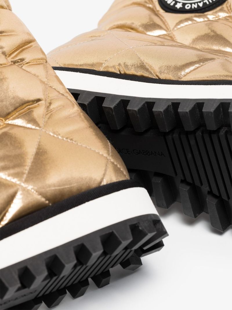 Gold Zip Front Snow Boots