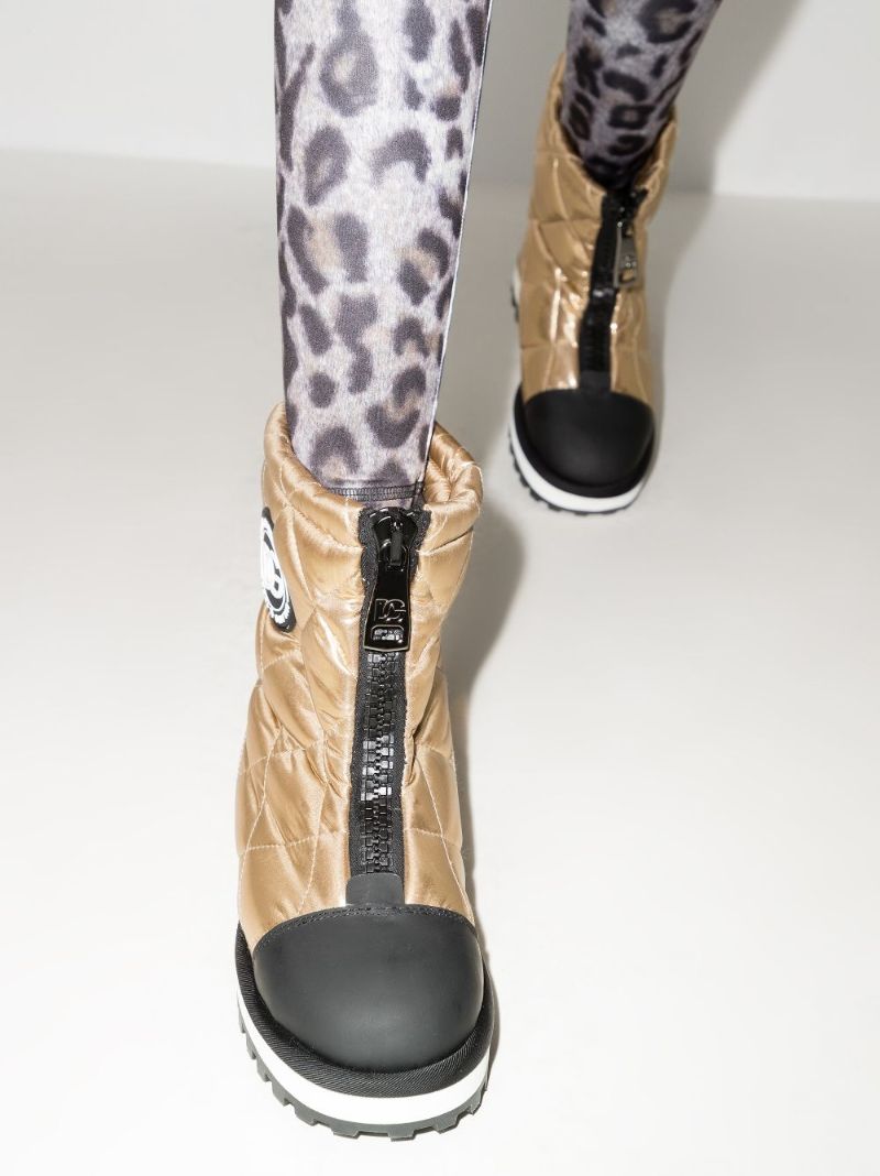 Gold Zip Front Snow Boots