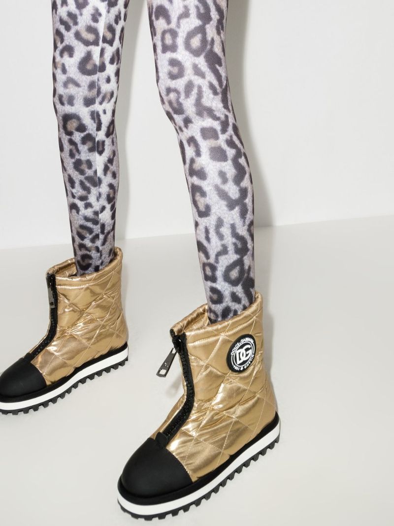 Gold Zip Front Snow Boots