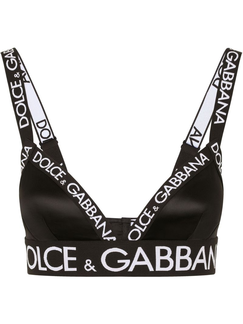 Black Logo Tape Triangle Bralette