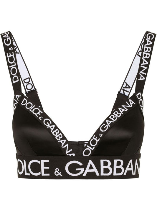 Black Logo Tape Triangle Bralette