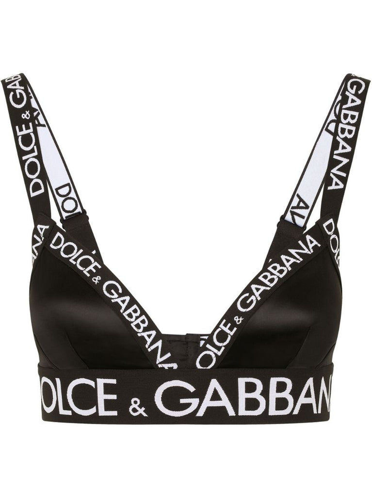 Black Logo Tape Triangle Bralette