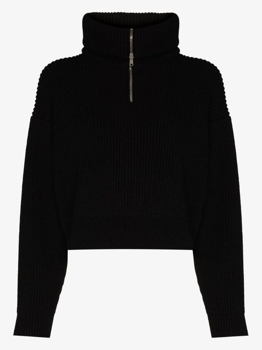 Zip Neck Chunky Wool Sweater