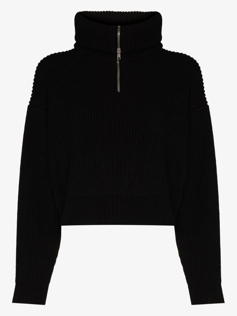 Zip Neck Chunky Wool Sweater