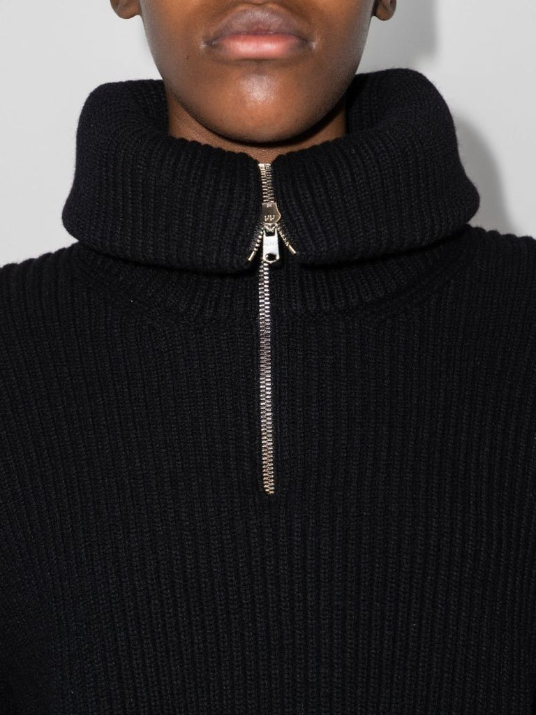 Zip Neck Chunky Wool Sweater