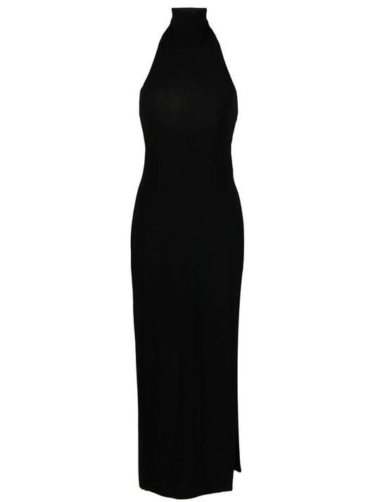 Side-slit Detail Halter Dress