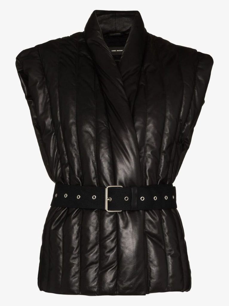 Ajali Quilted Leather Puffer Gilet