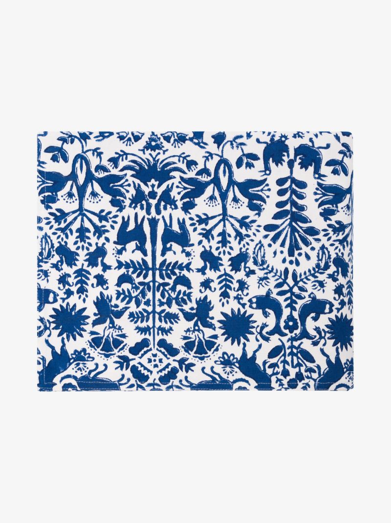 Blue Printed Cotton Tablecloth