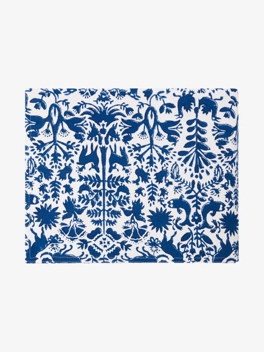 Blue Printed Cotton Tablecloth