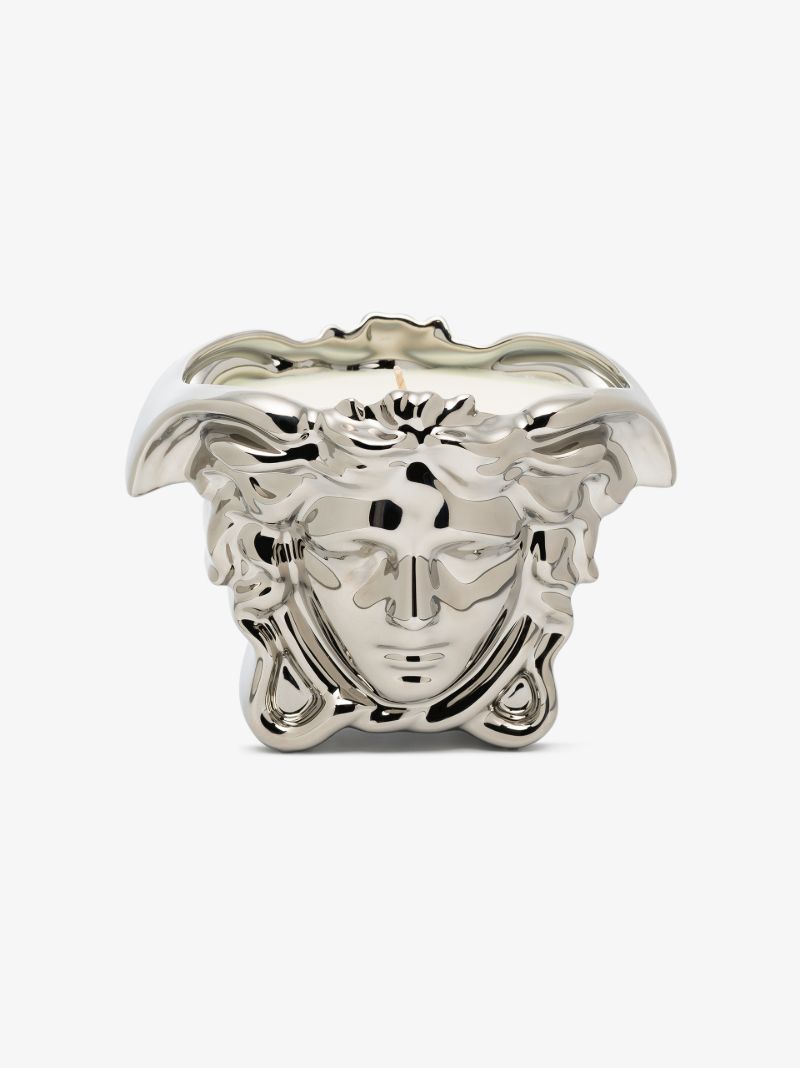 Silver Tone and White Medusa Grande Candle