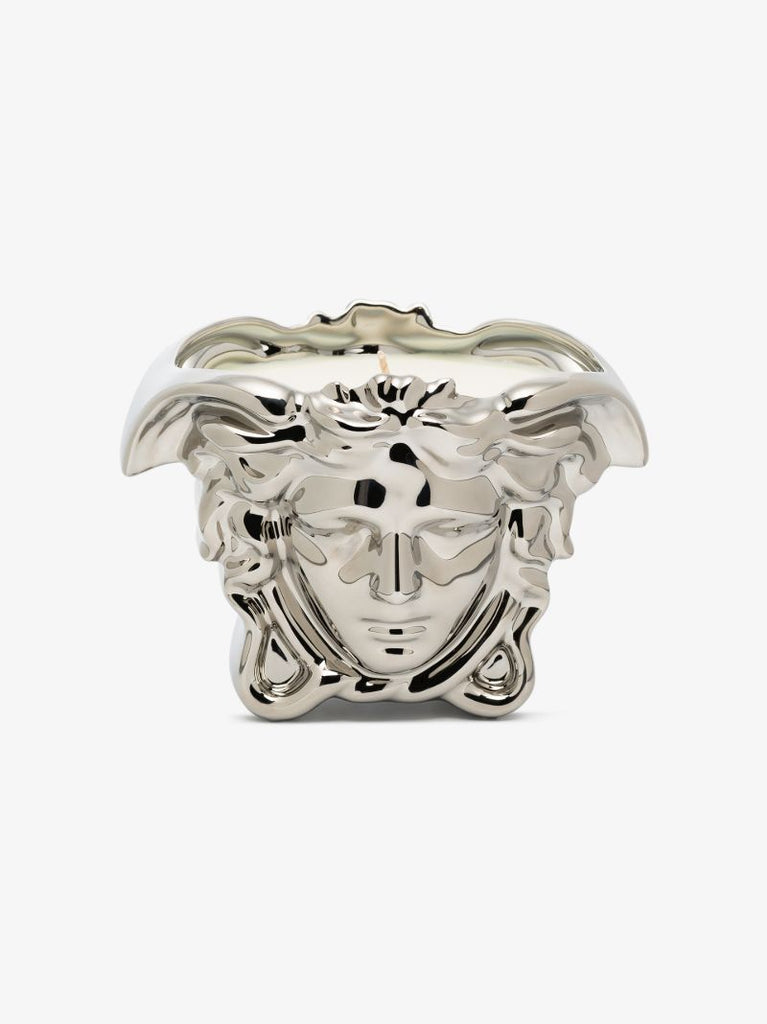 Silver Tone and White Medusa Grande Candle