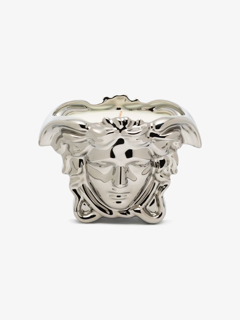 Silver Tone and White Medusa Grande Candle