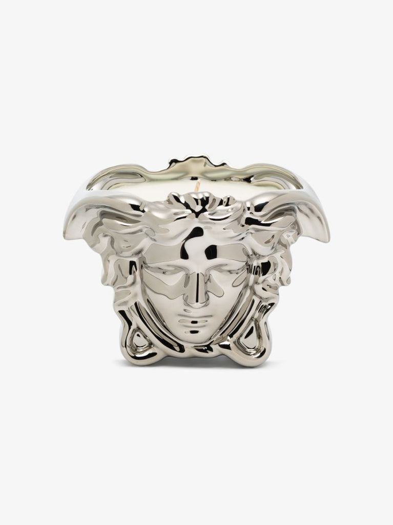 Silver Tone and White Medusa Grande Candle
