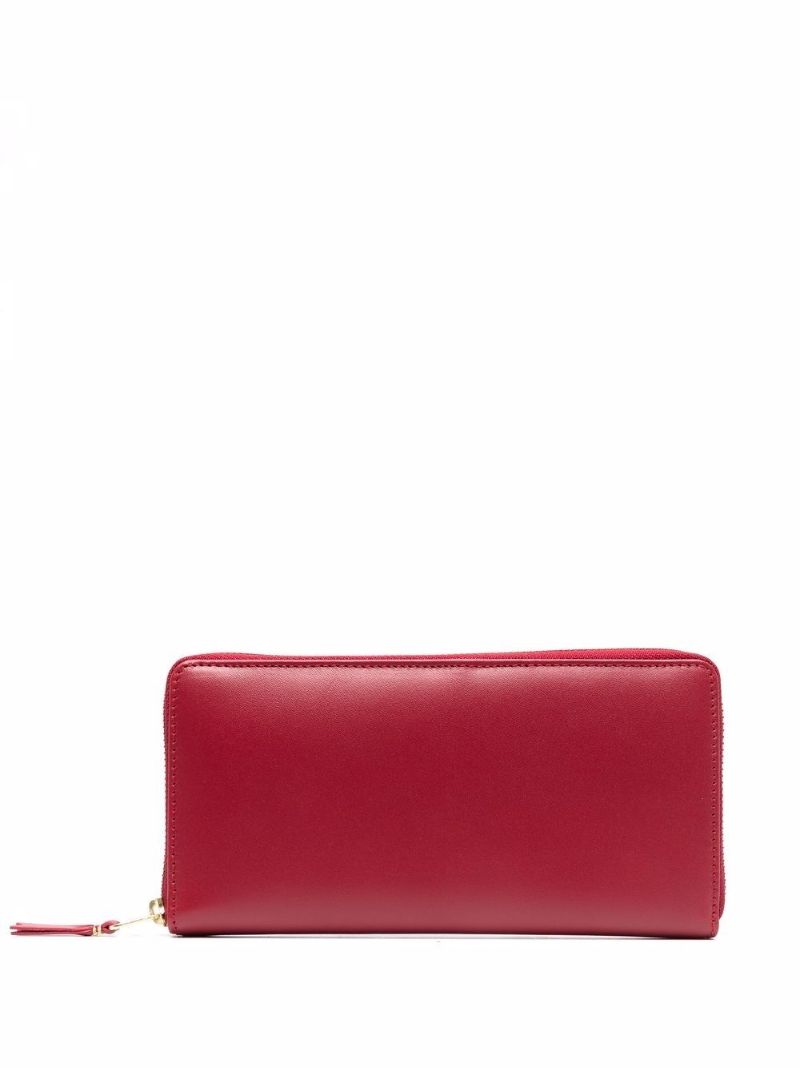 Red Continental Zip-around Leather Wallet