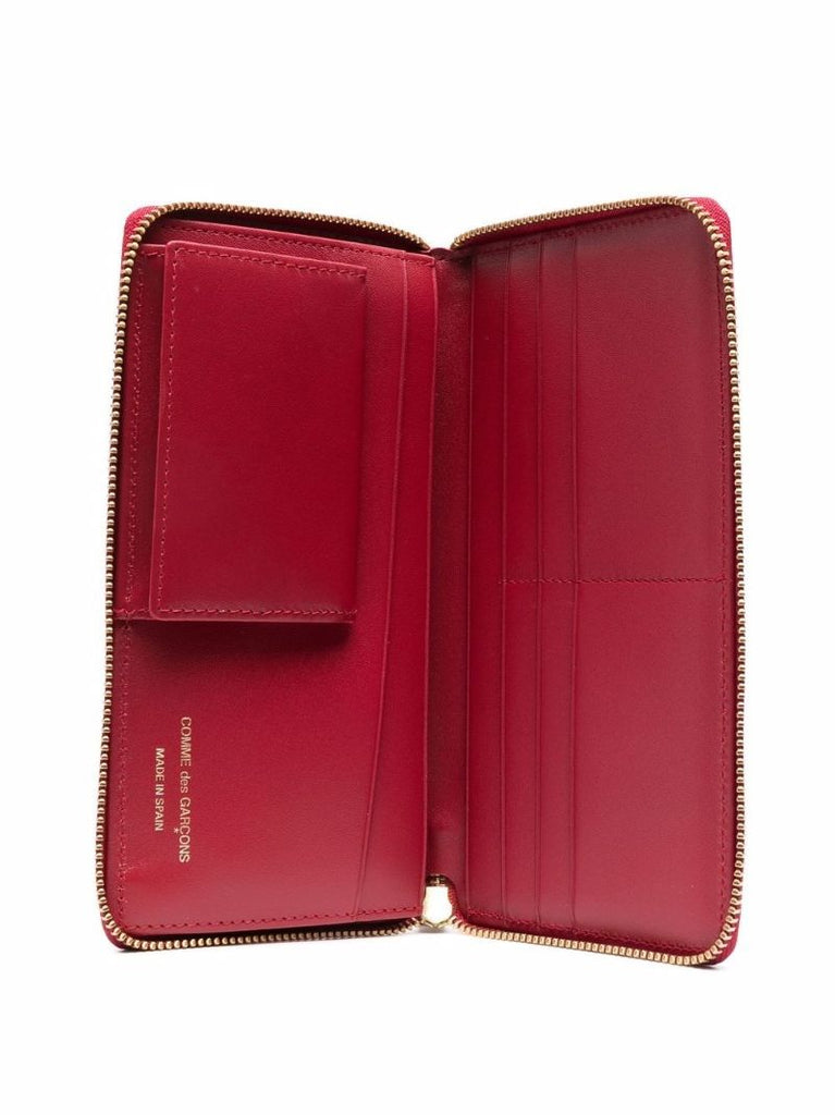 Red Continental Zip-around Leather Wallet