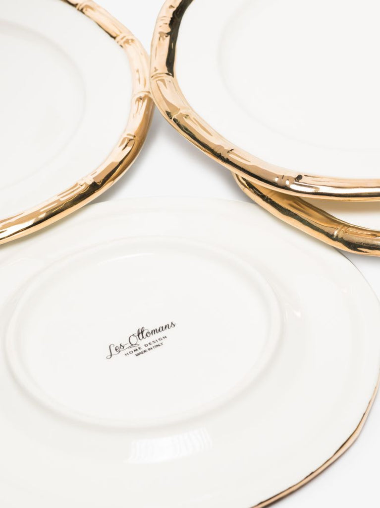 White Bamboo Ceramic Plate Set