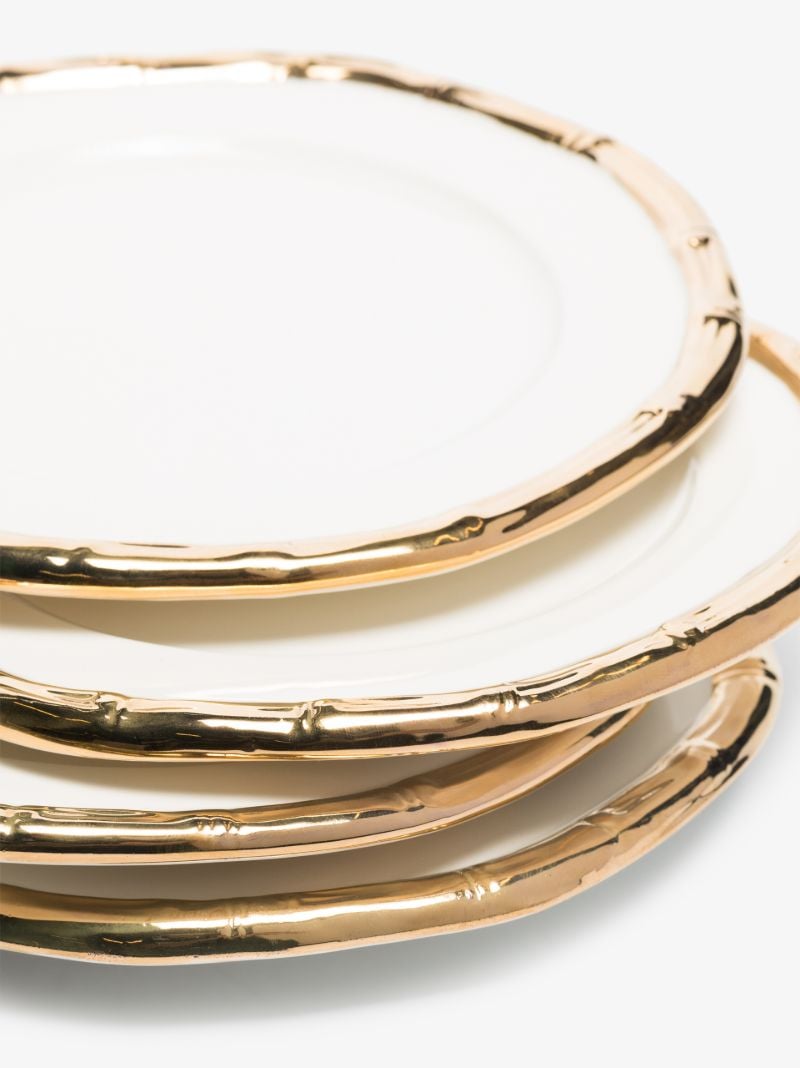 White Bamboo Ceramic Plate Set