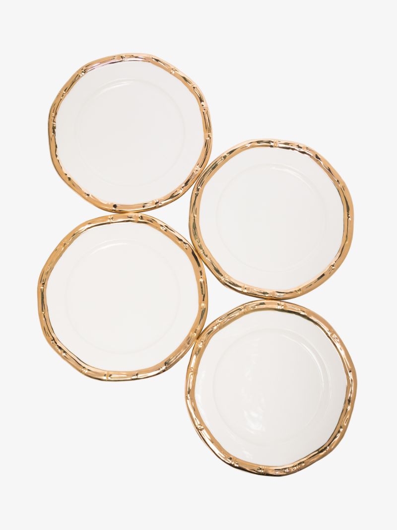 White Bamboo Ceramic Plate Set