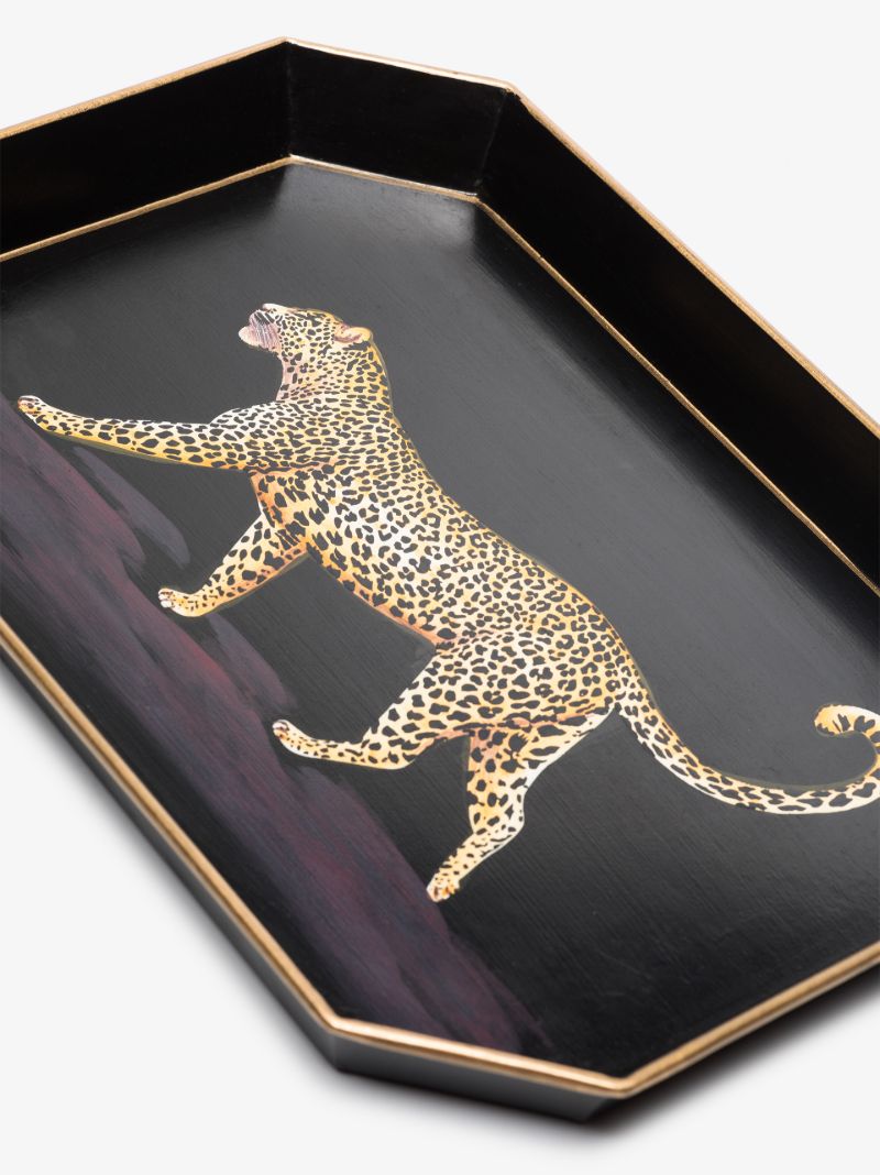 Black Leopard Motif Tray