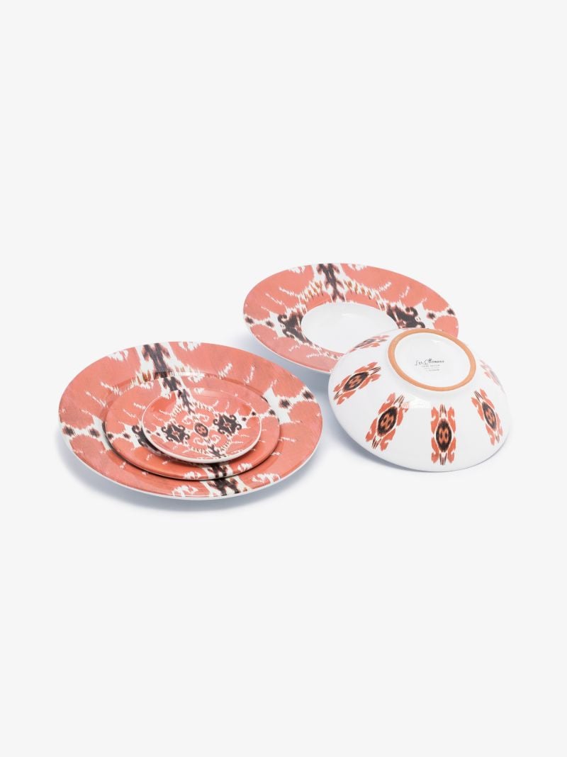 Orange Ikat Print Plate Set