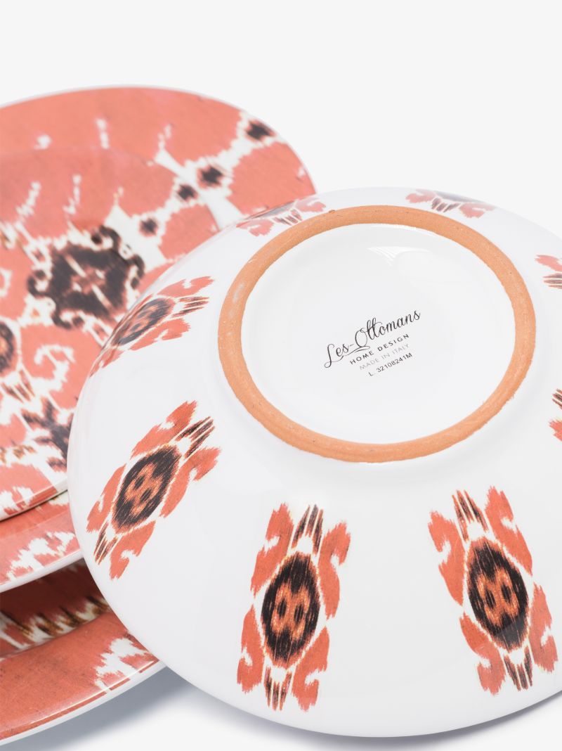Orange Ikat Print Plate Set