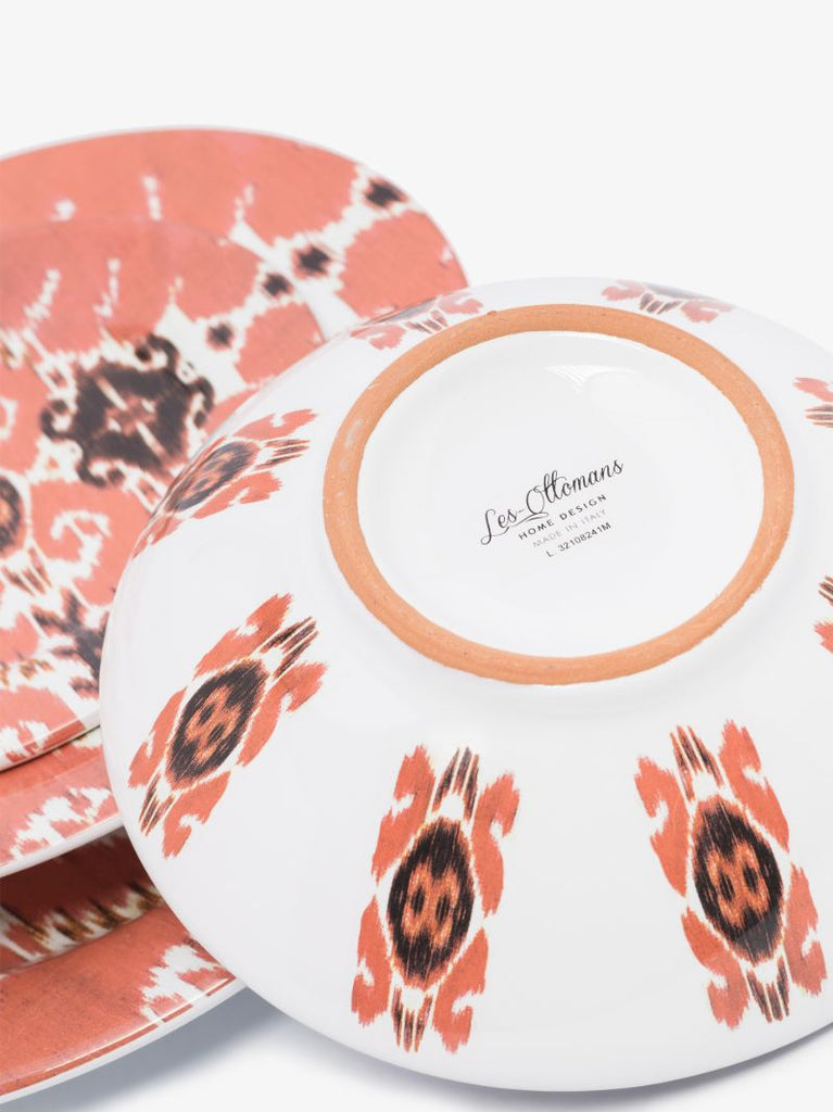 Orange Ikat Print Plate Set