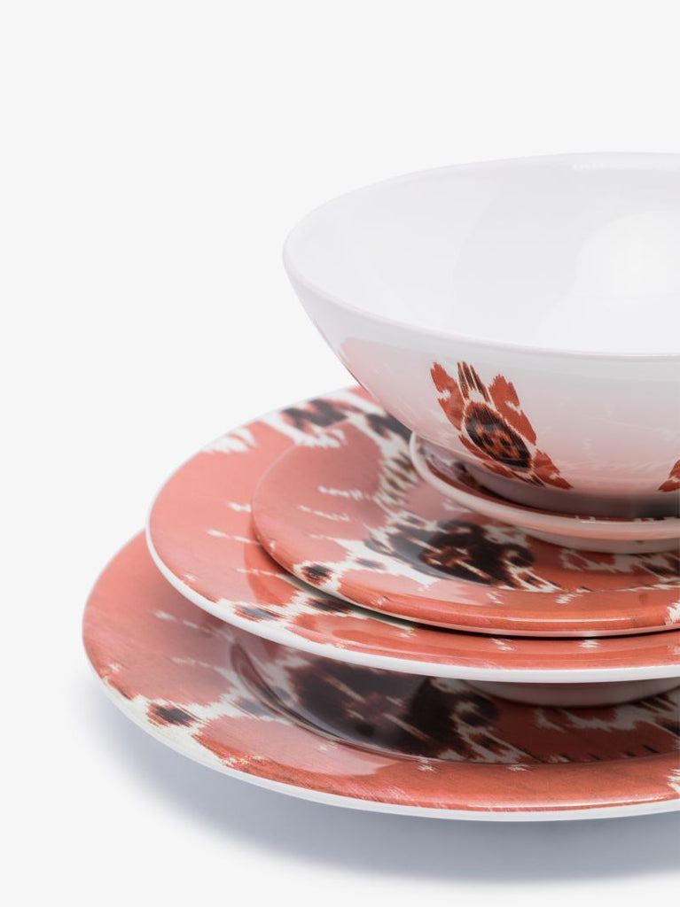Orange Ikat Print Plate Set