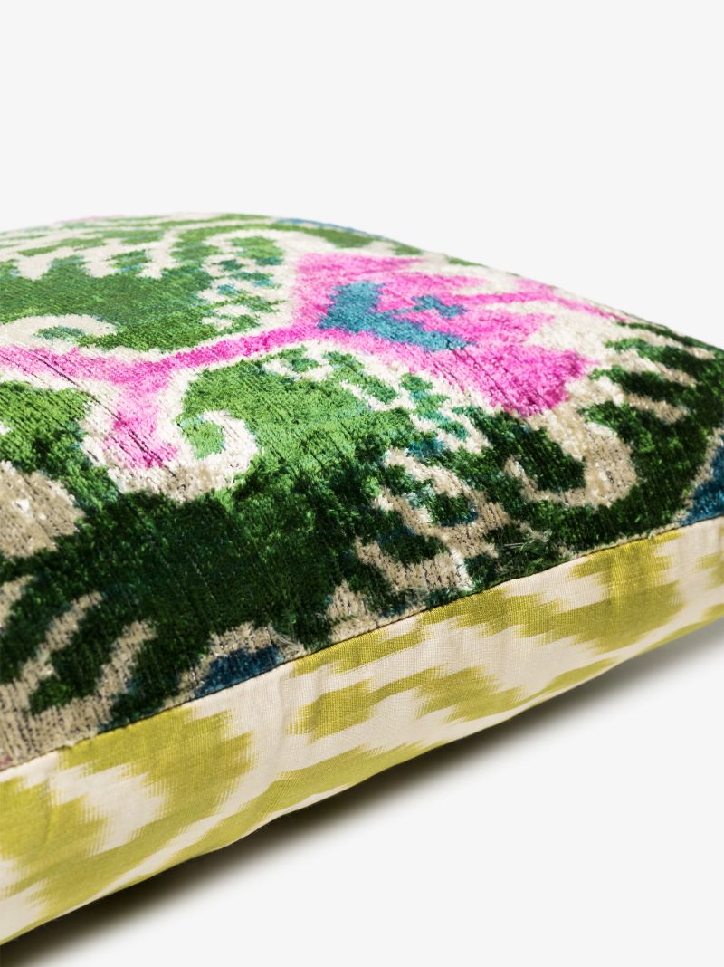 Multicoloured Ikat Silk Reversible Cushion