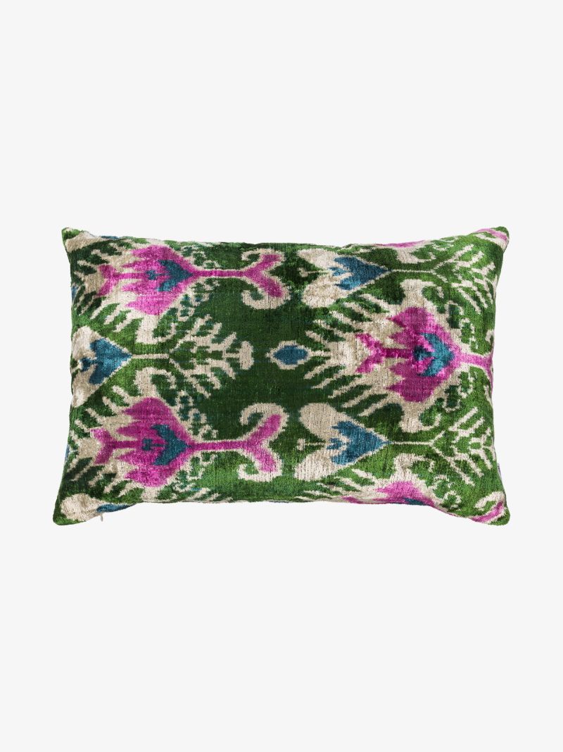 Multicoloured Ikat Silk Reversible Cushion