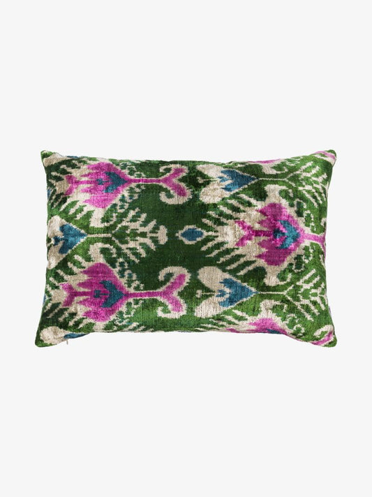 Multicoloured Ikat Silk Reversible Cushion