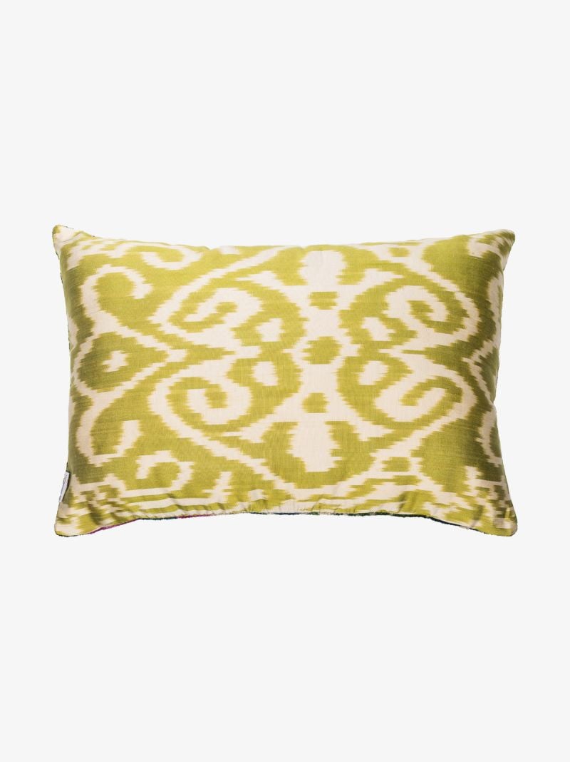 Multicoloured Ikat Silk Reversible Cushion