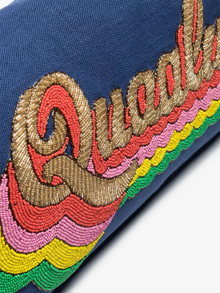 Blue Quaaludes Beaded Rectangular Cushion