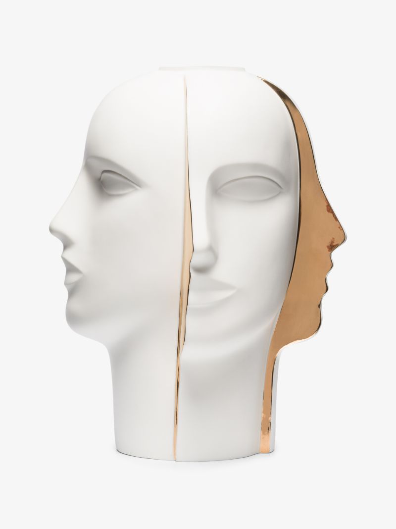 White Atlas Split Head Vase