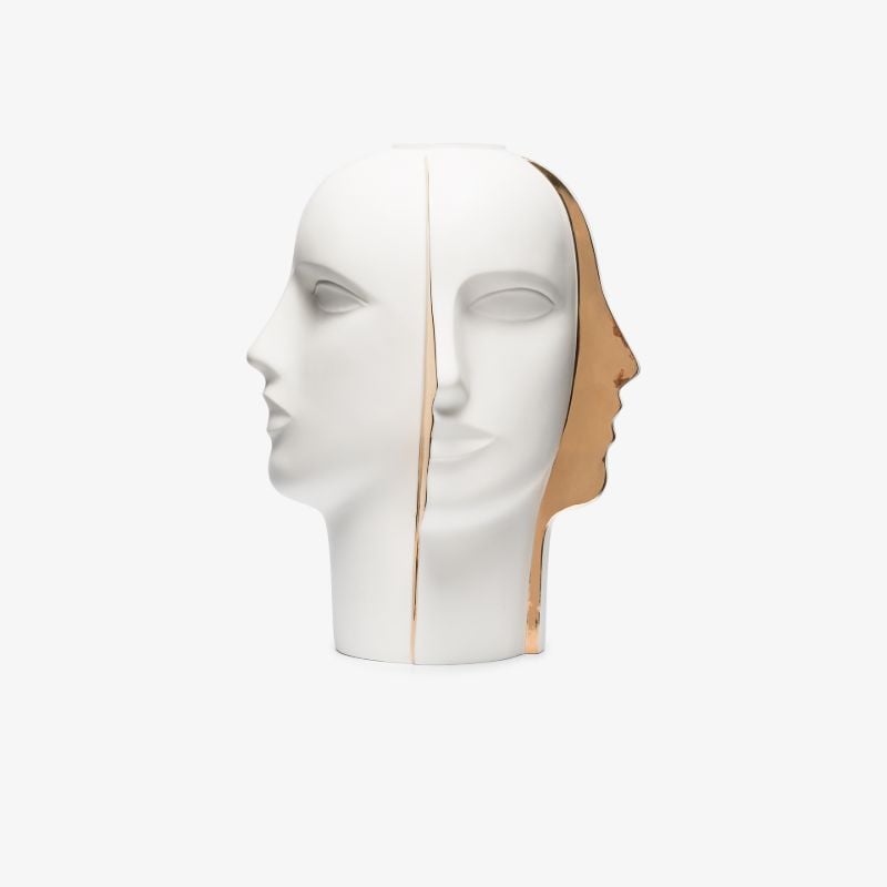 White Atlas Split Head Vase