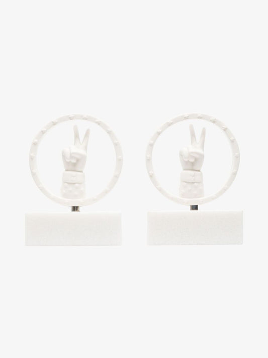 White Peace Porcelain and Marble Bookends