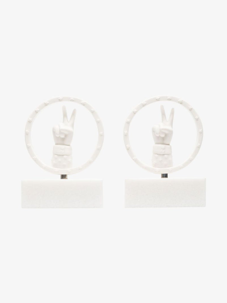 White Peace Porcelain and Marble Bookends